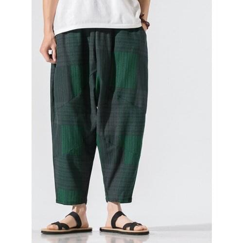 Summer Wide Leg Bloomers Harem Pants 2021 Men Hip-hop Look Thin Sports Trousers Chinese Casual Nine-point Long Pants Sweatpants