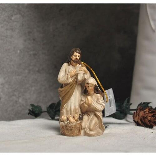 Mini Retro Christ Statue Nativity Scene Figures Ornament Aesthetic Living Room Decoration Desktop Souvenirs Gifts For Father