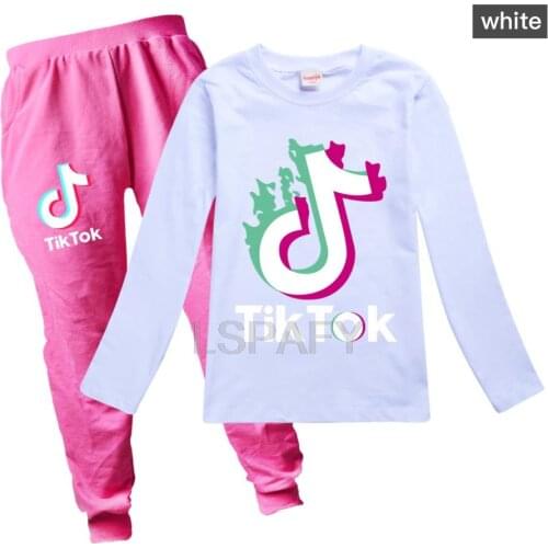 TIK TOK Print Fashion Long Sleeve Shirts for Toddlers Cotton Girls Clothes Fall Baby Boy Clothes Set Teenage Pans Suits