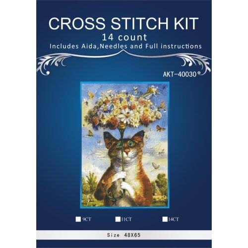 Oneroom Cross Stitch Embroidery Kits 4CT Cat Animal Cotton Thread Painting DIY Needlework DMC New Year Home Decor