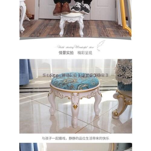 European style low stool coffee table stool household small stool bench fabric round stool shoe changing stool bedroom makeup