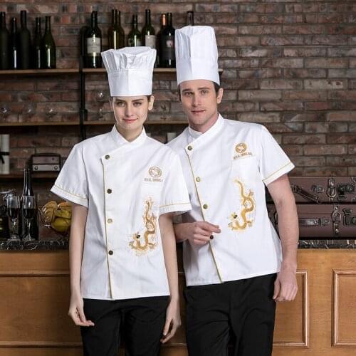 Bakery Short Sleeve Kitchen Jacket Men and Women Catering Restaurant Master Chef Uniform Shirt Canteen Hotel Cook Coat Workwear
