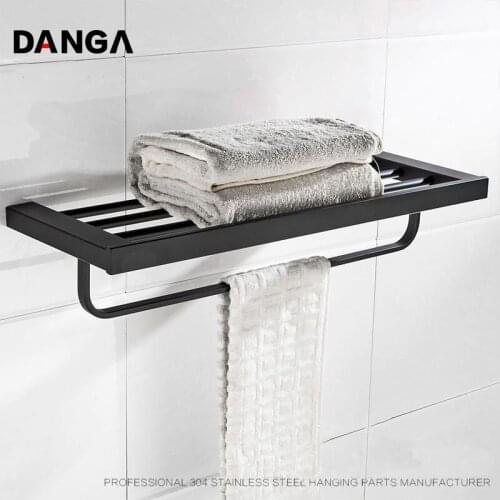Towel Holder Bath Towel Rack Hanger Wall Mounted Double Layer Towel Storage Shelf Kitchen Cabinet Shelf Storage Rack Spray Paint