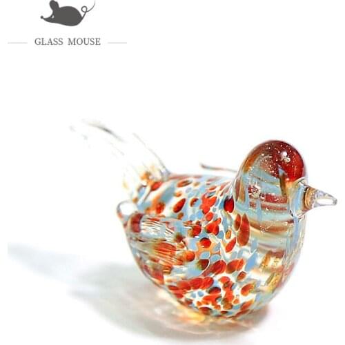 Handmade Miniature Glass Bird Art Figurine Ornament Mixed Color Cute Vivid Animal Sculpture Home Tabletop Decoration Accessories