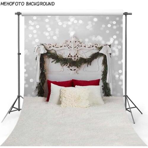 Silver Glitter Dots Vinyl Backdrops for Photography 5x7 White Wood Headboard for Baby Shower Photo Studio Props Child Pictures