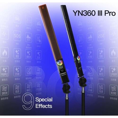 Yongnuo YN360 III Pro LED Video Light 3200K-5600K RGB Photo Lamp with Remote Control and AC Power Adapter