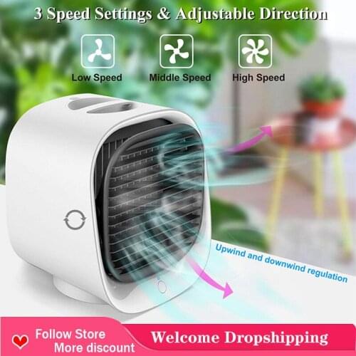 Air Conditioner Fan Evaporative Cooler Circulator Humidifier Quiet Mist Cooling Desk Fan USB Rechargeable Air Cooling Fan