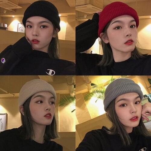 K151 Autumn And Winter Knitted Hats for Women Skullcap Fashion Men Beanie Hat Retro Brimless Baggy Melon Cap Cuff Beanies Hats