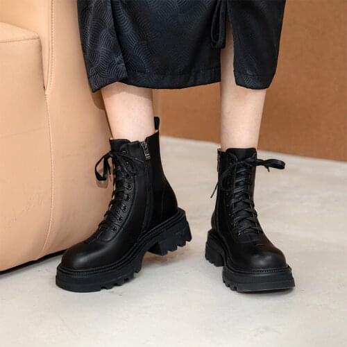 QZYERAI New Genuine Cow Leather Knight Boots Womens Boots For The Winter Platform Shoes Flat Snow Boots Ankle Boots For Women