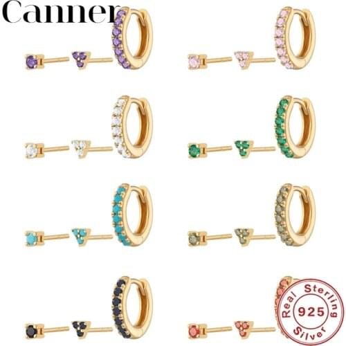 Canner 3pcs/set Huggie Earings For Women Colorful Piercing Jewelry Sterling Silver Earrings 2021 Trend Pendientes Plata 925 W5