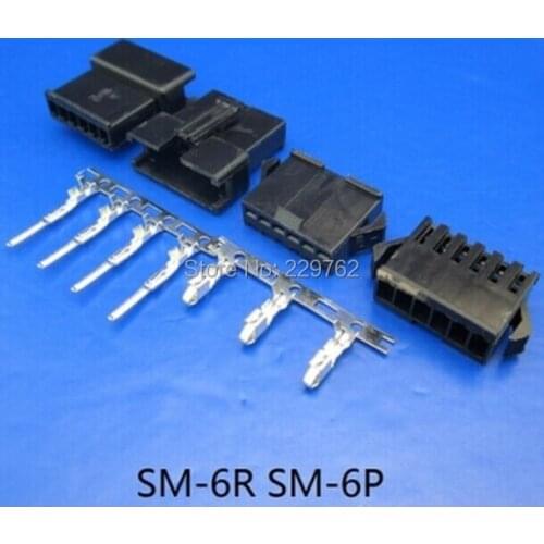 100sets/lot SM 6Pin 6P way 2.54MM Pitch Female And Male Housing + Terminals car Socket for car / boat / ship ect