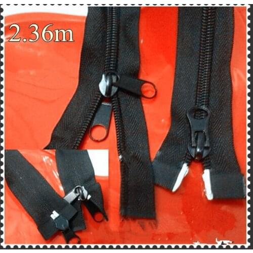 236cm nylon long zipper 3pcs/lot NO.5 double slider/3 puller/reversible/2 ways/open end/black/plastic zipper tent free shipping