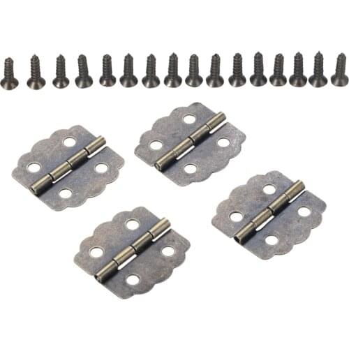 4sets Antique Bronze Hinges Metal Butterfly Hinge with screws 4 holes Decor Cabinet Wooden Jewelry Case Wine Box 23mm furniture