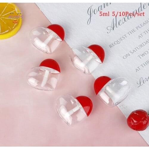 5/10Pcs 5ml Cute Love Heart Shaped Empty Lip Gloss Container DIY Balm Tubes Bottle Cosmetic Container Tool Makeup Organizer