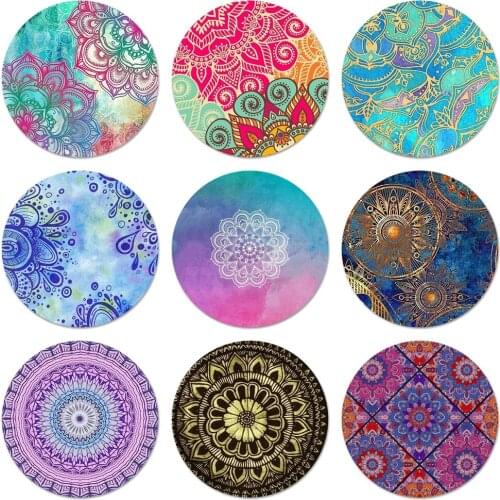 58mm Sapphire Jade Stained Glass Mandalas Icons Pins Badge Decoration Brooches Metal Badges For Backpack Decoration