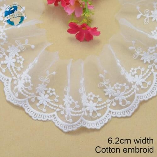 6.2cm white lace cotton embroidery lace french lace ribbon fabric guipure diy trims warp knitting sewing Accessories#3023
