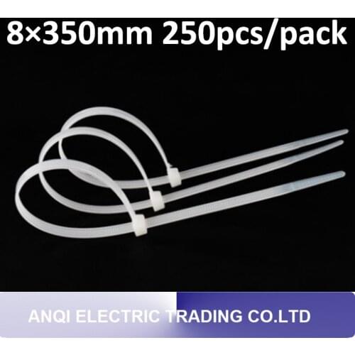 8*350mm 250pcs/pack white self-locking nylon cable ties high quality