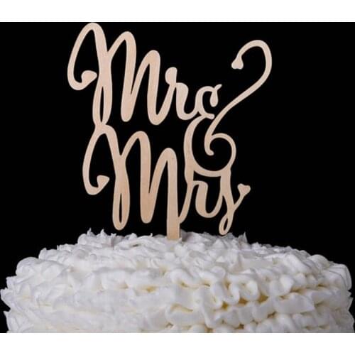 Free shipping 20 pcs Mr and Mrs custom wooden wedding cake toppers