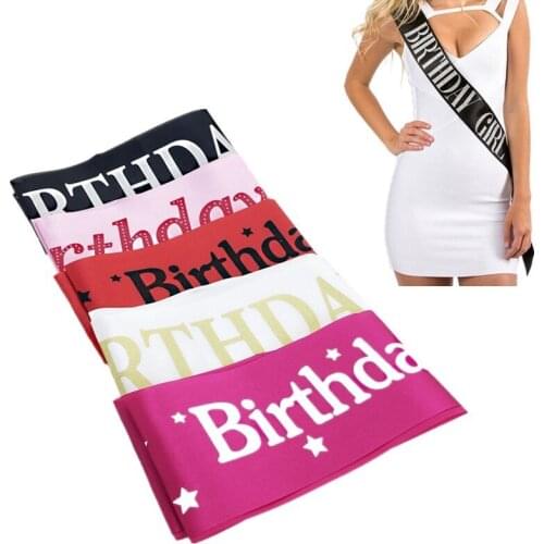 Glitter Satin Birthday Girl Sash Happy Birthday Party Accessory Decoration Princess Ribbons Sash Shoulder Strap Party Gifts