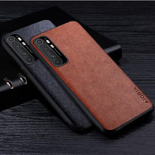 Leather Case For Xiaomi Mi Note 10 Lite 10 Pro Luxury Style Retro Litchi PU Material Soft TPU Phone Cover for mi note 10 funda