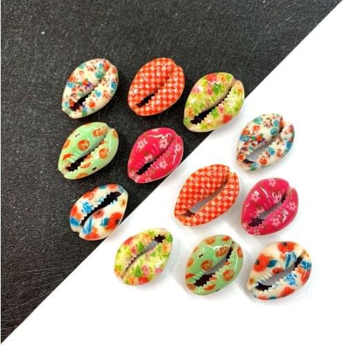 Color Pattern Natural Conch Shell Beads 20-25mm Shell Jewelry Pendant DIY Handmade Home Decoration Wind Chime Accessories 10pcs