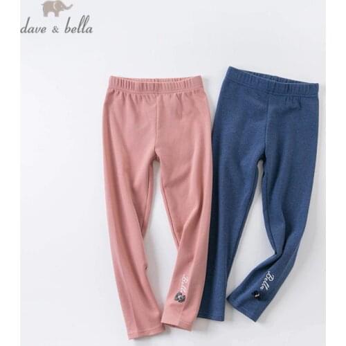 DBM16378-K dave bella autumn 3Y-13Y kids girls fashion bow letter pants children boutique casual full-length pants