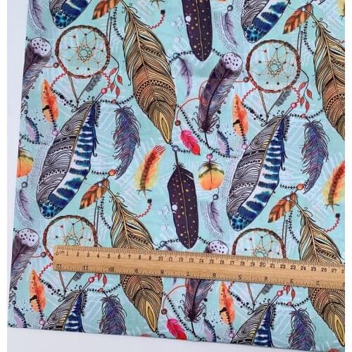 Indian Dreamcatcher Feather Polyester Cotton Fabric for Tissue Kids Home Textile Sewing Quilting Patchwork Tilda Doll Dress