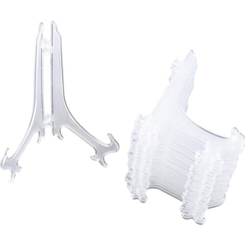 Quality 12Pcs/Set Clear Plastic Easels Plate Holders Display Dish Rack Picture Frame Photo Book Pedestal Holder Display Stand St