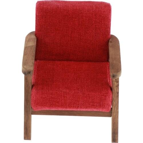 Dollhouse Armchair 1/6 Scale Miniature Furniture Wooden & Upholstered Sofa