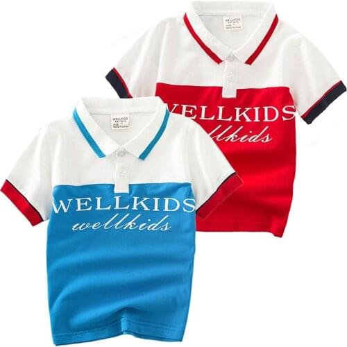 Summer Boys Polo T-shirt Cotton Letters Childrens Tops Tees Quality Fashion Shirt Kids Clothes