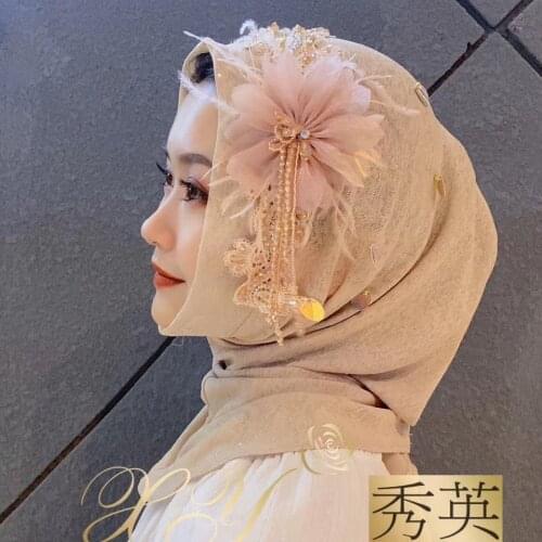 Dubai Fashion Muslim Appliques Handmade Hijab Covers