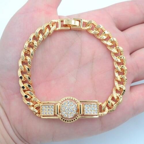 Fashion Jewelry Gold Color Clear CZ Stylish Link Bracelet for Women