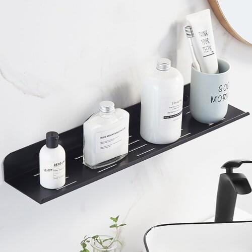 Wall Mount Black Bathroom Shelf Floating Shelves Aluminum Shower Caddy Bath Rack for Shampoo Tooth Brush Cup Accessories Storage