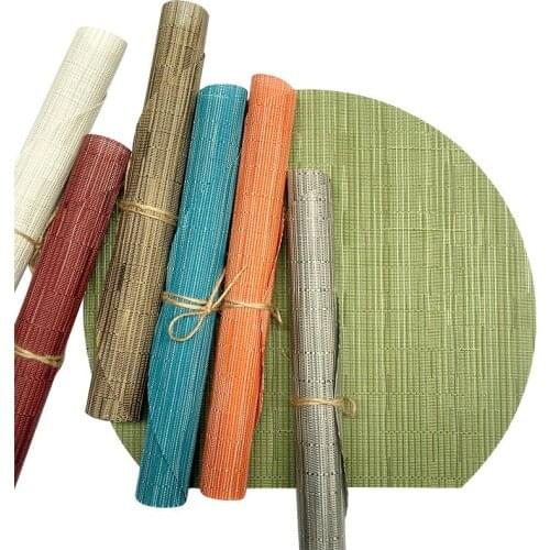 New Nordic Semi-circular PVC Bamboo Kitchen Placemat for Dining Table Drink Coasters Mantel Individual Cup Pad Tableware
