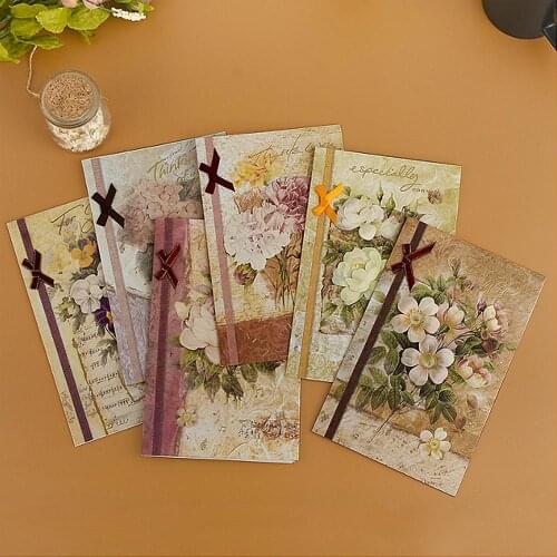 Creative Paper Flower Bronzing Greeting Card Wedding Invitation Card Greeting Cards with Envelope Handwritten Gifts for Birthday