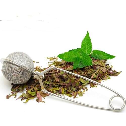 Food Grade Stainless Steel Mesh Tea Ball Infuser Tea Strainer Filter with Long Handle Press Style Teaspoon Infuser