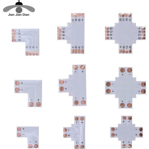 LED Strip Connector 2pin 4pin 5pin 10mm L Shape T Shape X Shape Free Welding Corner PCB Connector 5pcs/lot