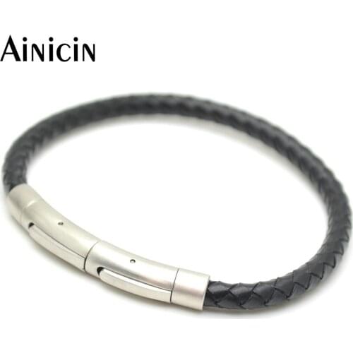 10pcs New Design Double Insert Clasp 6mm Genuine Leather 7.8~8.5 Inches Adjustable Bracelets For Men And Women Jewelry Gift