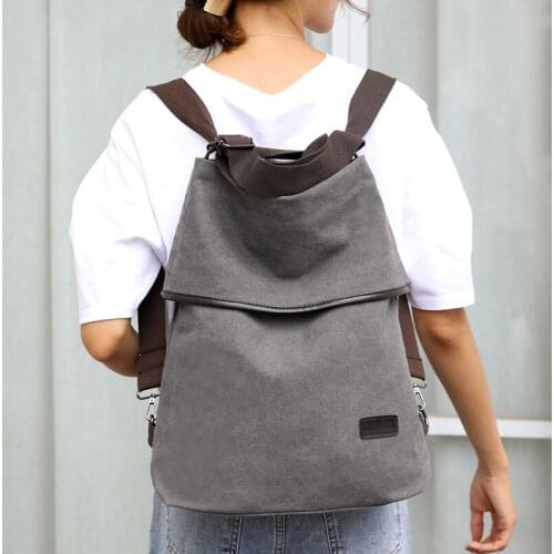 High Quality Canvas Backpack Women Large Capacity Travel Bag Multifunctional Casual Female Retro College Style Shoulder Rucksack