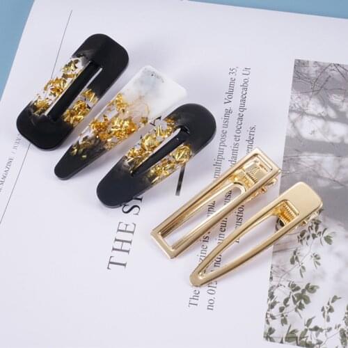DIY Crystal Epoxy Accessories Hairpin Hair Accessories Handmade Hair Accessories Decoration Duckbill Clip Word Clip Gold