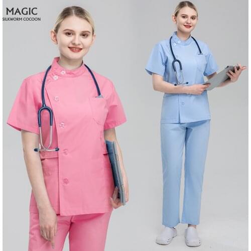 Dentistry Nursing Scrubs Uniform Dental Clinic Anesthetist Costume Pet Grooming Doctor Set Short Sleeved Hospital Nurse Workwear