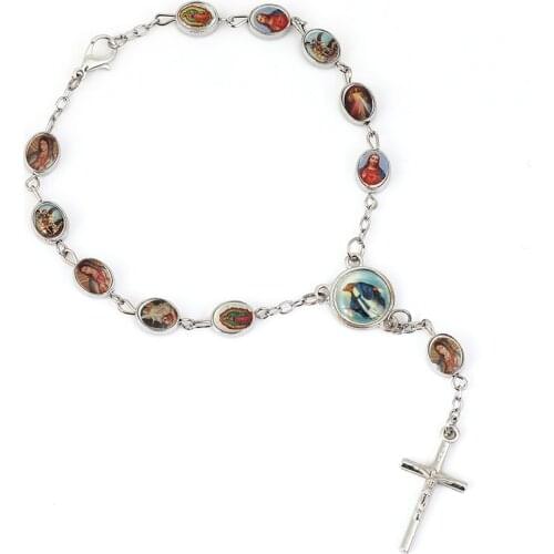 Jewelry 2021 Trend Jesus Cross Charm Bracelet Christian Supplies Gifts Zinc Alloy Material Rosary Bracelets On Hand Wholesale