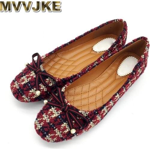 MVVJKE Woman Ballet Flats Spring Autumn Butterfly-knot Slip-On Woman Single Shoes Ladies Females Footwear Zapatos Mujer Red