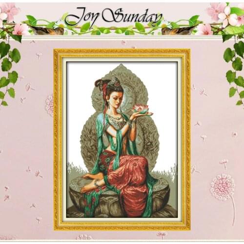 Dunhuang Lotus Female Patterns Counted Cross Stitch 11CT 14CT Cross Stitch Sets Chinese Cross-stitch Kits Embroidery Needlework