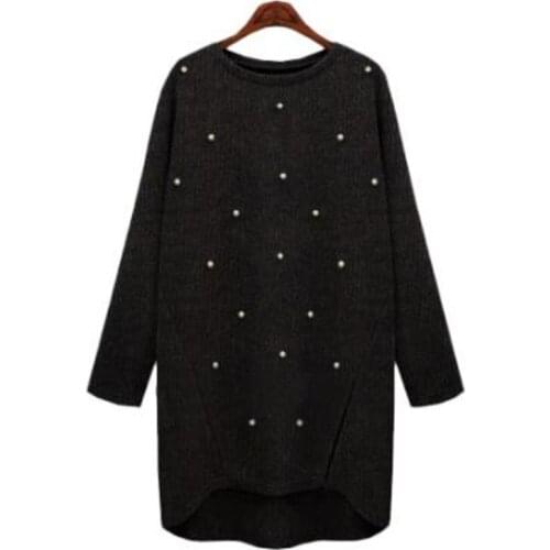 2021 Pullover Knitted Sweater Autumn Plus Size 5XL Womens Long Beading O-neck Clothes Long Sleeve Split Tricot Feminino Blusa