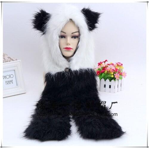 Europe and United States Winter Hat Scarf Gloves Man &Women Integration Animal Cap Fur Plush Cartoon Hat