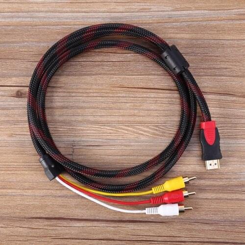 1.5m/5Ft 1080P HDMI Male to 3 RCA Converter Adapter Cable HDTV Black NEW