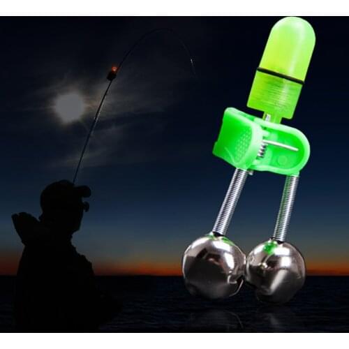 1/5pcs LED Fishing Rod Bite Alarm Bell Fish Alerter Universal Wireless Night Fishing Accessory LED Light Twin Bells Luminous