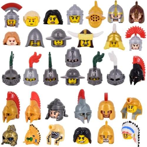 1PCS Medieval Age Castle Knights Spartan Warriors Crusader Roman Legion Infantry Cavalry War Horse Building Bricks Blocks toys