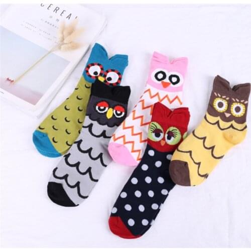 10 Pairs/Lot Street Fashion Womens Socks Cute Cartoon Funny Socks Owl Animal Kawaii Girls Short Socks Cotton Casual Socks Femme